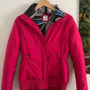 Oakley Hot Pink with Black Blue Gray Graphic Lined Jacket